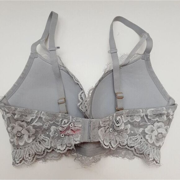 LA SENZA Beyond Sexy Push-up Bra Floral Lace & Rhinestones Grey Sz 36C - Picture 9 of 16